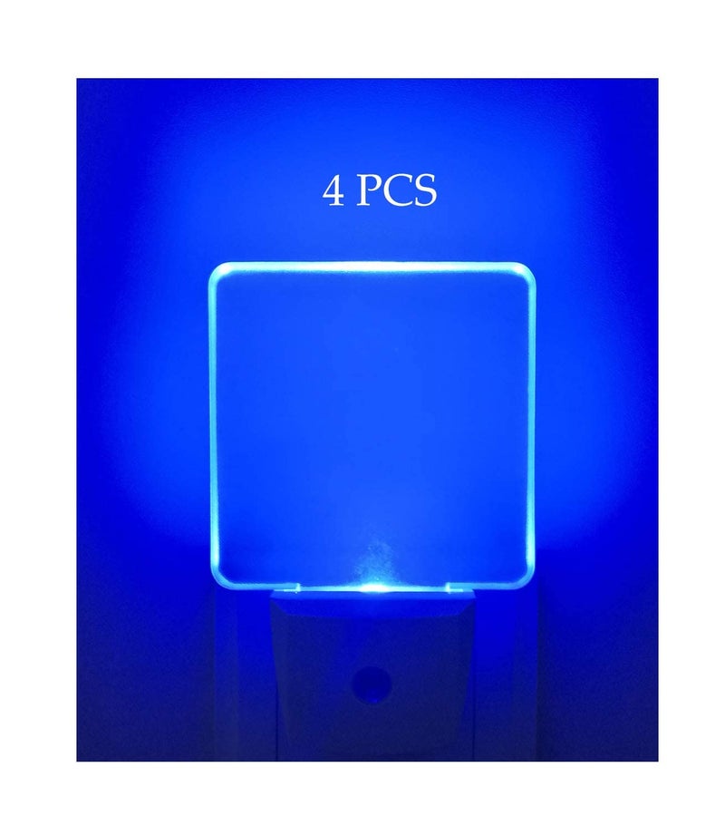 GREENIC LED Night Light Plug in 4 Pack, Dusk to Dawn Photocell Sensor, Nightlights for Bedroom Bathroom Kitchen, Square Design Blue - Image 1